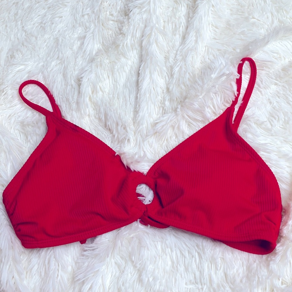 No Boundaries Red Bathing Suit Swim Bikini Top Size Medium